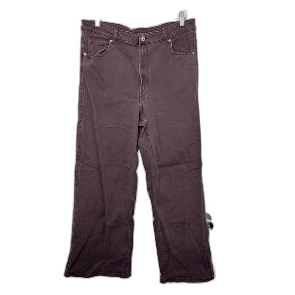 Taupe Wide Leg Denim Pants Women’s Size 16 H&M Divided Stretch Cotton - Picture 2 of 7